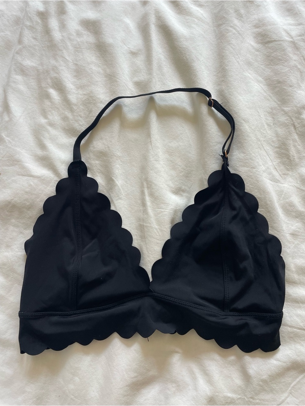 Black Scallop Halter Bra